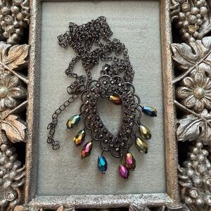 Elegant Multicolor Teardrop Necklace 36”